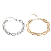 Bohemian Alloy Sea Shell Beads Bracelet for Women Adjustable Rope Bangle Ocean Wristband Statement Summer Beach Jewelry Gifts