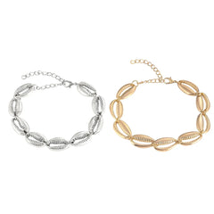 בוהמי סגסוגת ים צדף חרוזים צמיד לנשים מתכוונן חבל צמיד אוקיינוס צמיד הצהרת קיץ חוף תכשיטי מתנות