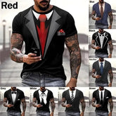 Mens Summer Fashion 3D Printed T-shirts Funny Fake Suit Cosplay Short Sleeve Casual Crew Neck Tops Tees Hombre Ropa New T Shirt
