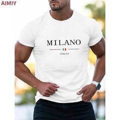 Man T Shirt Casual Oversized Sports Loose Plus Milano Print Clothing Comfortable Shopping Round Neck Short Sleeved T-Shirt Top