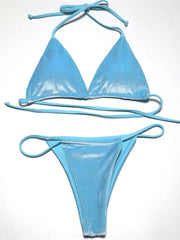 12 Colors Halter High Leg Cut Padded Bikini Women Swimwear Female Swimsuit Two-pieces Bikini set Bather Bathing Suit Swim K5974