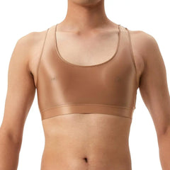 Men Vest Sexy Glossy Silky Sleeveless Racerback Tank Tops Solid Color Skinny Smooth Surface Tops Clubwear Muscle Vests T-Shirt