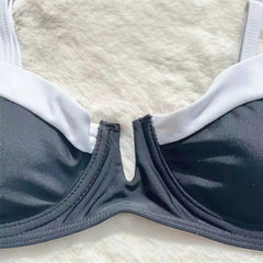 ביקיני מיקרו חוטיני שחור לבן טלאים לדחוף את בגדי הים לנשים 2025 בגד ים סקסי בגד ים נמוך מותן ברזילאי ביקיני סטים