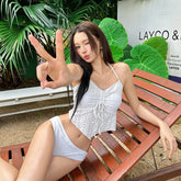 Korean Style Lace Bikini Set Women's High End Sensual Swimming Suit Thermal Spring Separate Size Chest Gathered Ins Trend