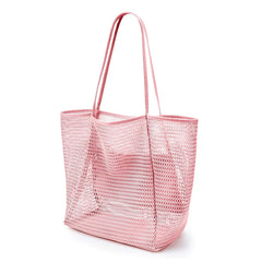 Beach Nylon Mesh Tote Bag, Casual Tote Bag Women Foldable Shoulder Bag For Beach Picnic Vacation