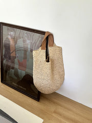 Women Beach Vintage Handmade Woven Shoulder Bag Raffia Rattan Shopping Bags Bohemian Ladies Summer Travel Vacation Casual Totes