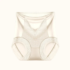 Damen-Slips mit hohem Bund aus Eisseidenspitze, sexy, atmungsaktiv, luxuriöse, nahtlose Satin-Unterwäsche, Po-bedeckend, Damen-Dessous