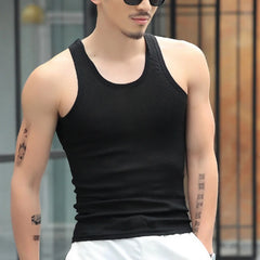 Fashion Men's T-Shirts Tank Tops Undershirt Gym Workout Stringer Fitness T-Shirt Beater Underwear Vest Clothing