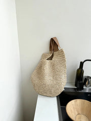 Women Beach Vintage Handmade Woven Shoulder Bag Raffia Rattan Shopping Bags Bohemian Ladies Summer Travel Vacation Casual Totes
