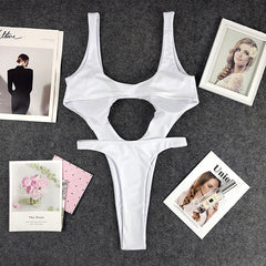 DEAT Fashion Women's New Hollow Out Lace Up One-piece Swimsuit High Elasticity Beach Vacation Style Bikini Female Trend 11A04793