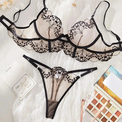Lace Lingerie Ultra Sexy Underwear Women Set Sexy Adult Delicate Embroidery Intimate Underwear Transparent Bra Lingerie Sets