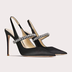 Velvet Suede Diamond High Heels Shoes For Women Brand Nude Pink Closed Pointed Toe Sandals Luxury High-end 7/9cm High Heel Shoes