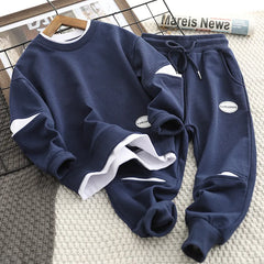 Boys Suit Sweatshirts +Pants Cotton 2Pcs/Sets 2022 Solid Spring Autumn Sports Sets Teenagers Tracksuit Children Clothing