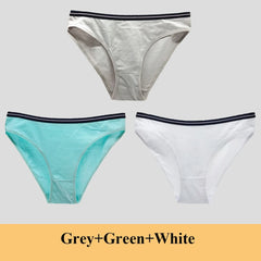 תחתוני נשים תחתוני כותנה מותן נמוכים מוצקים חמודים קשת רכים לנשימה 3 יח'\חבילה