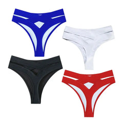 Women Sexy High Waist Swimming Briefs Solid Color Back Cutout Swim Trunks Bikini Bottom Swimwear Beachwear Brazilian Bikini