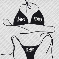 2000s Sexy Y2k Gothic Punk Bodycon Backless Sleeveless Hot Emo Girls Crop Top Summer Bra Push Up Bikini Set Beach Camisole Party