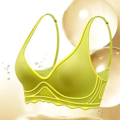 Cool Underwear for Women with Thin Cup Without Marks and Breathable Beauty Back Gathering One-piece Deep V Soft Support Bra