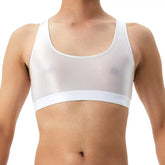 Men Vest Sexy Glossy Silky Sleeveless Racerback Tank Tops Solid Color Skinny Smooth Surface Tops Clubwear Muscle Vests T-Shirt