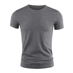 New Men's Short Sleeve T-Shirt Basic Plain Casual Gym Muscle Crew Neck T-Shirts Slim Fit Tops Tee Summer Man Clothing