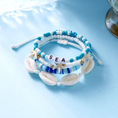 קיץ בוהמי כוכב ים צדף קונכייה צמידי לנשים גברים אופנה צבעוני חרוזים צמיד חוף תכשיטי חג מסיבת אביזרים