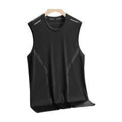 Cooling Technology Tank Top Men Vest Ice Silk Sport Vest O Neck Loose Fit Solid Sleeveless Sweat Absorption Quick Dry Tank Top