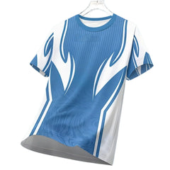 חולצת ספורט קז'ואל לגברים יבשה בגזרה יבשה ריצה חיצונית רכיבה על אופניים שרוולים קצרים נושם בגדי כושר חולצת טריקו עם צווארון עגול