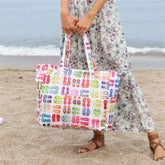 Beach Tote Bag Women Foldable Travel Bag with Anti-Sand Pocket Lightweight Storage Bag for Gym/Shopping Packable in Carry-On