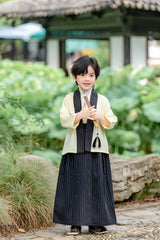 Traditionelles japanisches Kimono-Kostüm für Kinder, Samurai-Kleidung für Kinder, Kimono-Sets mit Strickjacke für Jungen, Bühnenkleidung für Kinder