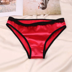 Women Underwear Luxury Comfortable Breathable Low Waist Lace Edge Soft Triangle Pants Silk Satin Underwear Knickers Briefs