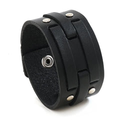 Lederarmband für Herren im neuen Punk-Stil, schlichtes Armband mit auffälligen Knopfnieten