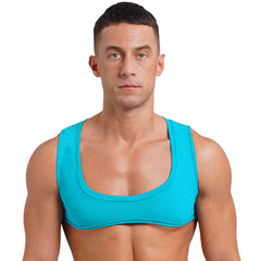 גברים סקסיים שרירים להשוויץ בגזרה קצרה טופ צווארון נמוך ללא שרוולים בצבע אחיד גופייה לגוף פיתוח גוף דיסקו מועדון לילה