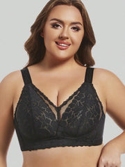 Sommerunterwäsche für Damen, große Oberweite, geringe Faltenbildung, Anti-Hänge-Effekt, ohne Bügel, für kurvige Frauen, ultradünner Plus-Size-Text-BH