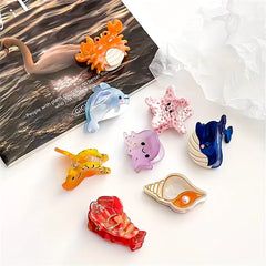 Haarspangen mit Meeresmotiven aus Acetat für Damen, rutschfest, Strandaccessoires für den Sommer, Krabbe, Seestern, Wal, Multipack, Geschenkidee