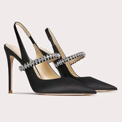 Velvet Suede Diamond High Heels Shoes For Women Brand Nude Pink Closed Pointed Toe Sandals Luxury High-end 7/9cm High Heel Shoes