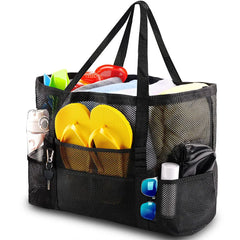 Wasserdichte und sandabweisende Strandtasche aus Netzgewebe – Große Badetasche für Damen, ideal für den Urlaub und als Strandaccessoires