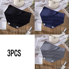 3 pieces of low-rise, seamless, solid-color underwear for women, comfortable, breathable and sexy
