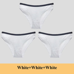 תחתוני נשים תחתוני כותנה מותן נמוכים מוצקים חמודים קשת רכים לנשימה 3 יח'\חבילה