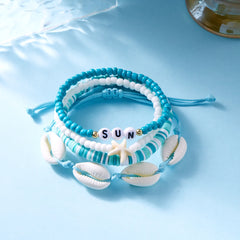 קיץ בוהמי כוכב ים צדף קונכייה צמידי לנשים גברים אופנה צבעוני חרוזים צמיד חוף תכשיטי חג מסיבת אביזרים