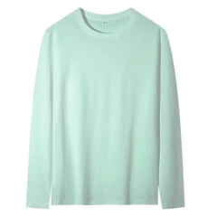 2025 אביב קיץ גברים O-צוואר חולצת טריקו ארוך שרוול חולצת טי זכר מוצק חולצת טי גבר בגדי גברים לנשימה חולצות טי