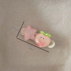 Women's Hair Accessories Kawaii Pink Hairpin Star Peach Strawberry Sweet Girls Bangs Clip Side