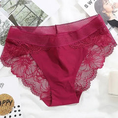 Plus Size Women's Underpants Female Panties Comfort Intimates Lace Underwear Briefs Ice Silk Hollow Out sexy Lingerie
