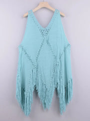 Beach Cover Ups For Women Fringe Tunic 2025 Swim Cover Up White Black Tunics Woman Summer Dress Women's Swimwear Cover-ups