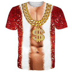 Funny Muscle Mens T Shirt Graphics Spoof 3D Printing T-shirt Personality Short-sleeve Round Neck Casual Shirt Men Cool Tees Tops