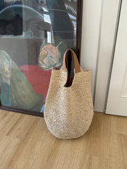 Women Beach Vintage Handmade Woven Shoulder Bag Raffia Rattan Shopping Bags Bohemian Ladies Summer Travel Vacation Casual Totes