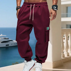 Men's Plush Thick Heavyweight American Workwear Sweatpants with Multiple Pockets Outdoor Jogging Pants Loose Casual Sports Pants