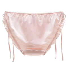 Underwear For Women Panties Satin Lace Patchwork Lace Up Seamless Anti-septic Mid Waist Shirring Intimate Underpants Women