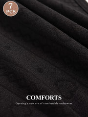 7-Pack of Women's Underwear, Seamless Underwear, Low-Waisted, Seamless, Fashionable Contrasting Colors, Comfortable Fit, Black U