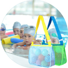 Strandspielzeug-Netzbeutel, Aufbewahrungsbeutel für Kinder mit Muscheln, Strandspielzeug-Muschelbeutel, Netzbeutel für Pools, Sandspielzeug, Schwimmzubehör für Jungen und Mädchen