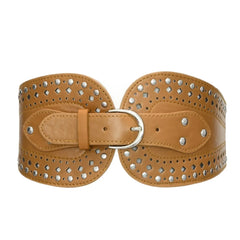 Damen-Accessoires, neues Design, modische Gürtel aus schwarzem und braunem PU-Leder mit silberplattierter Schnalle und elastischem Bund