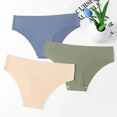 3 יחידות תחתוני נשים חלקים לנשימה, מותן נמוך, בלתי נראים, תחתוני נשים, נוחות, אופנה סקסית.